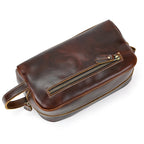 Leather grooming travel bag