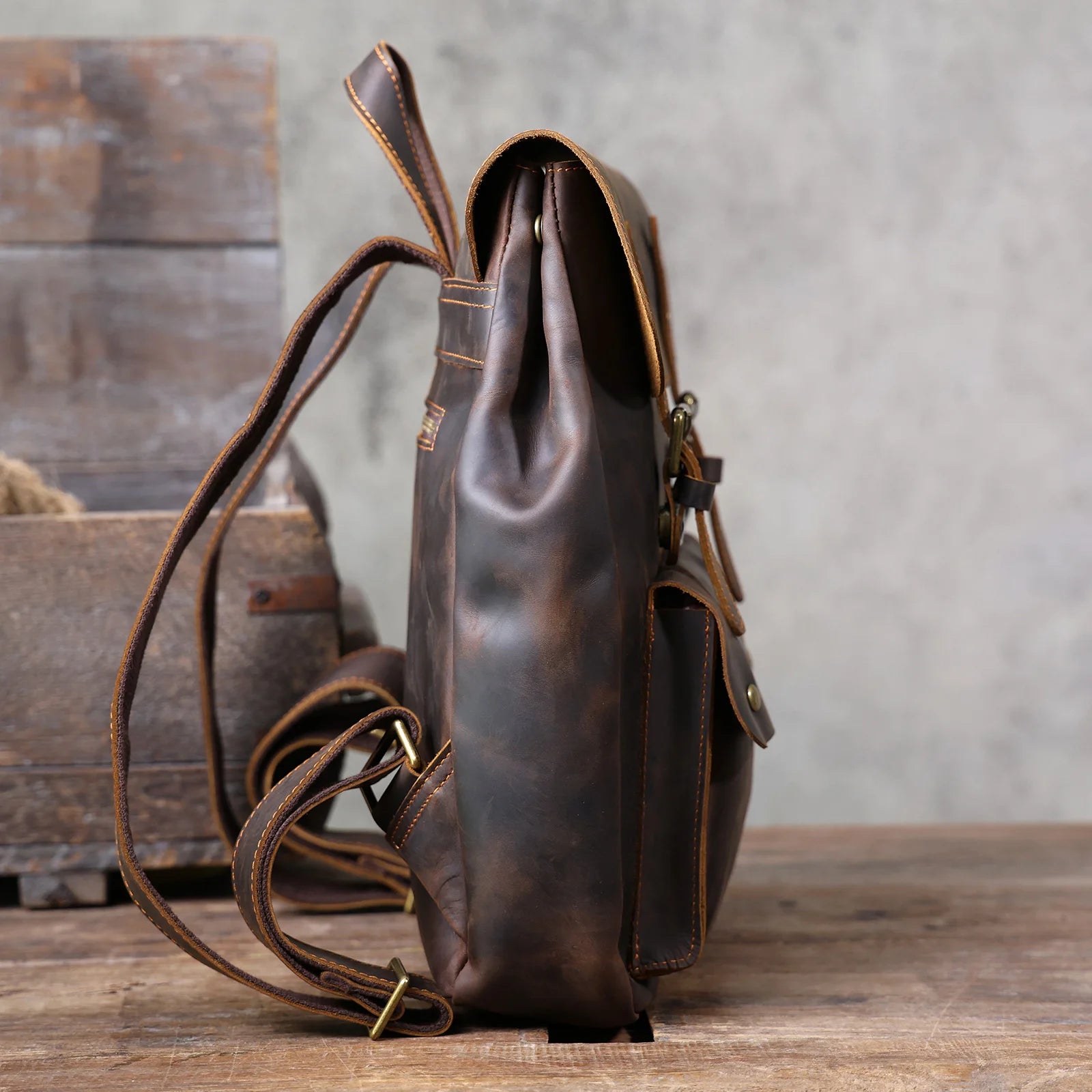 Stylish leather rucksack
