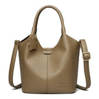 Leather shoulder handbag