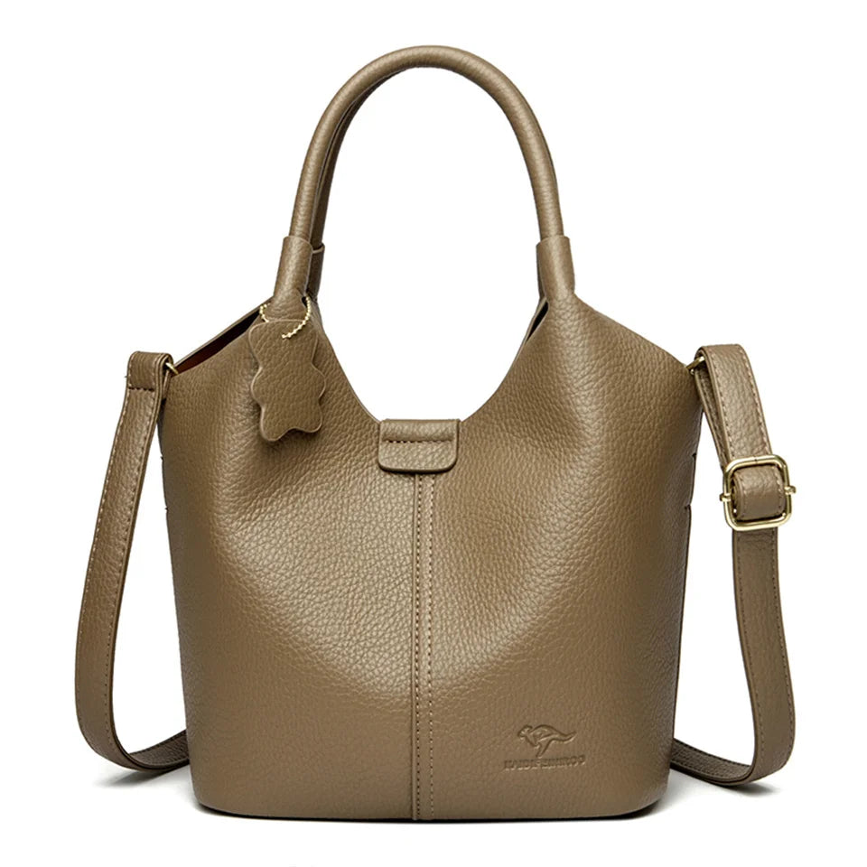 Leather shoulder handbag