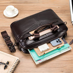 Men's structured leather laptop case