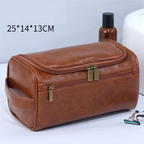Durable leather toiletry bag