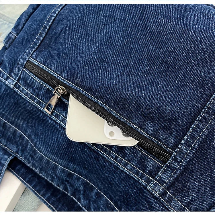 Denim tote bag with front pocket