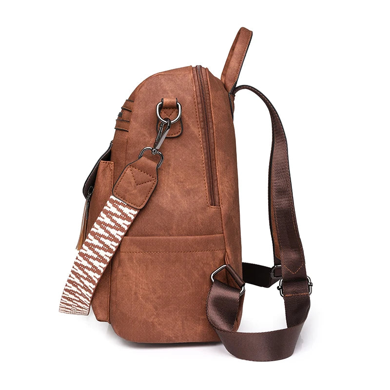 Vintage leather school knapsack