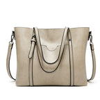 Large leather tote bag with zipper