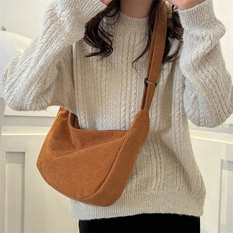 Corduroy handbag for casual wear