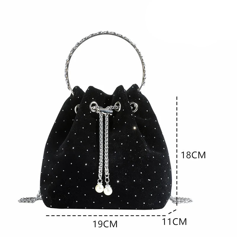 Corduroy handbag with chain strap