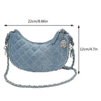 Quilted denim handbag
