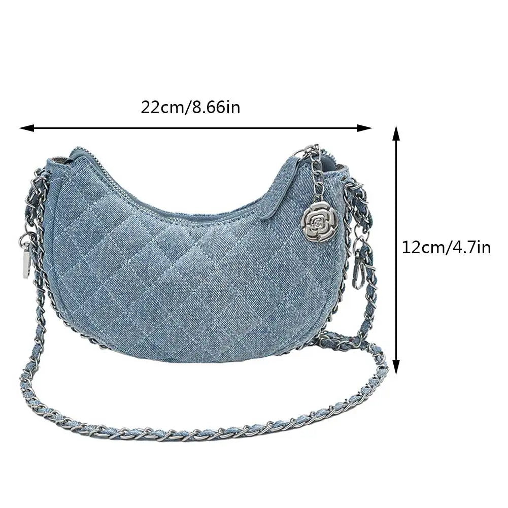 Quilted denim handbag