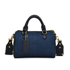 Retro large strap denim shoulder handbag