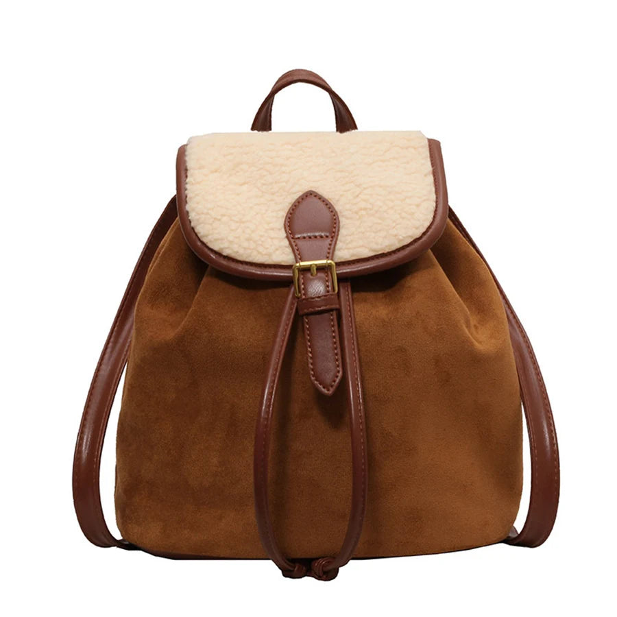 Classic suede backpack for women