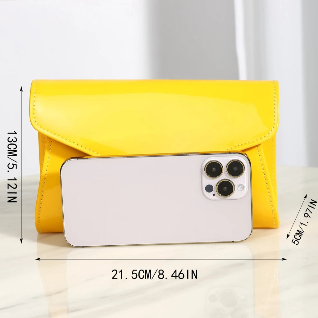 Minimal leather handbag with slim profile
