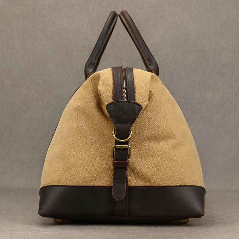 Soft leather overnight duffle bag