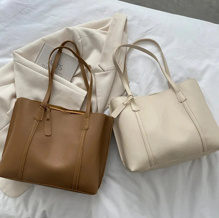 Trendy soft leather tote bag
