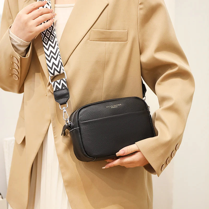 Soft minimalist leather crossbody bag