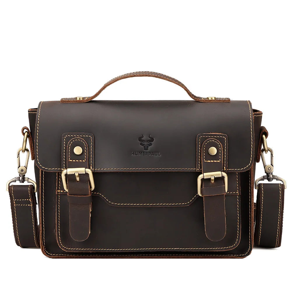 Large leather satchel shoulder bag