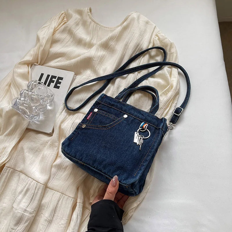 Mini boxy denim handbag