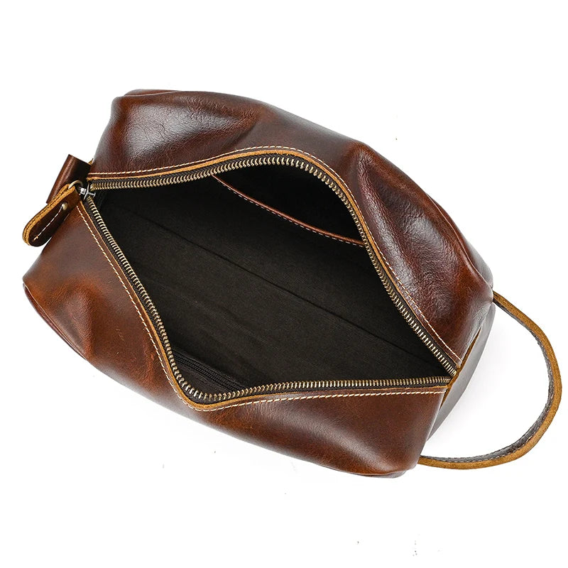 Leather grooming travel bag