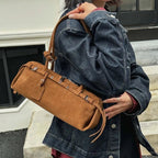 Rectangular suede handbag