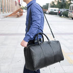 Business leather weekender duffle bag