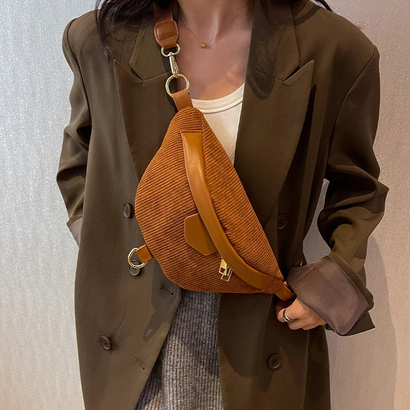 Adjustable corduroy bum bag