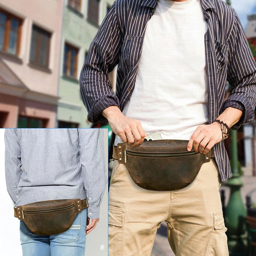 Structured leather waist bag