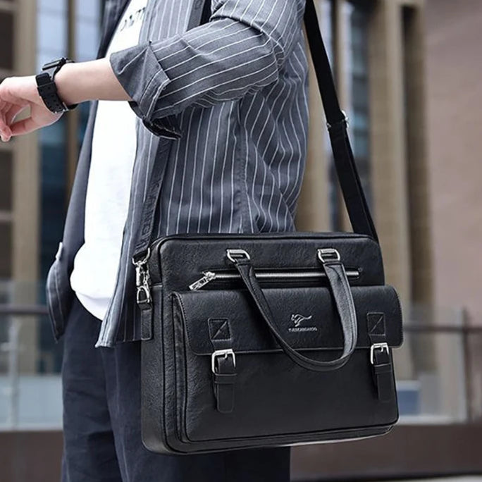 Classic leather briefcase for men