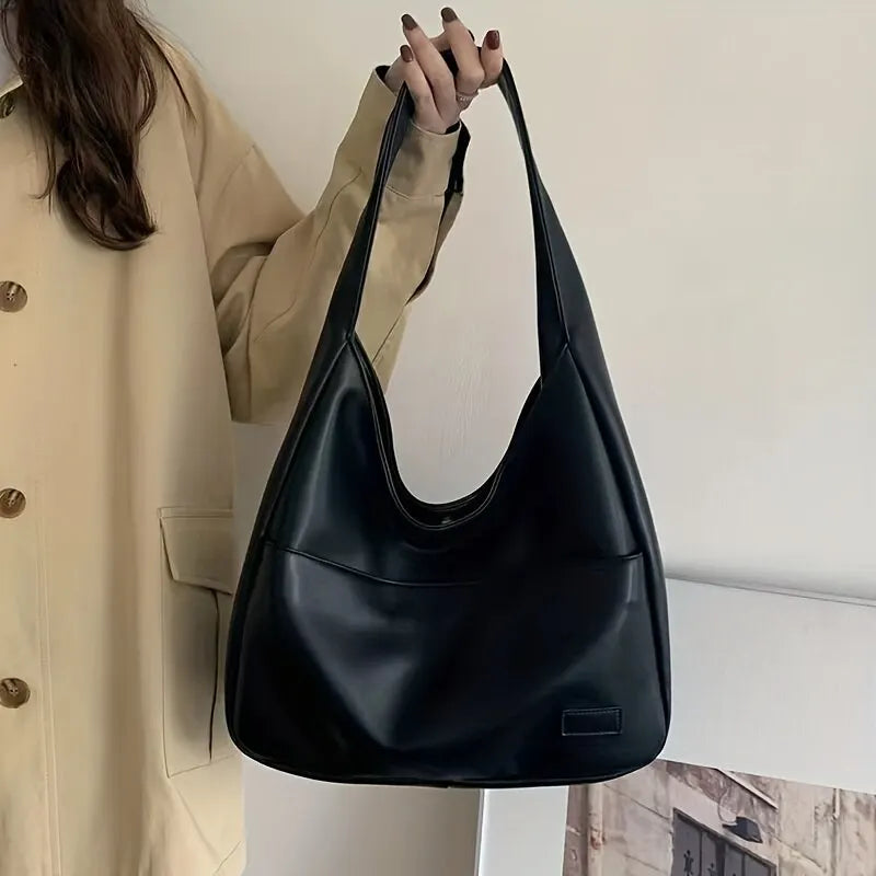 Women's black leather hobo bag