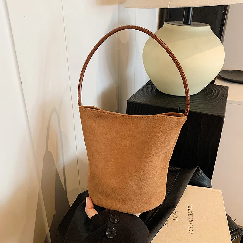 Bucket suede slouch bag