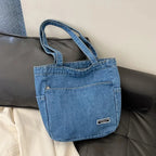 Denim tote bag with soft handles