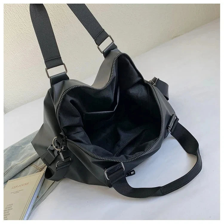 Black grey sports duffel bag