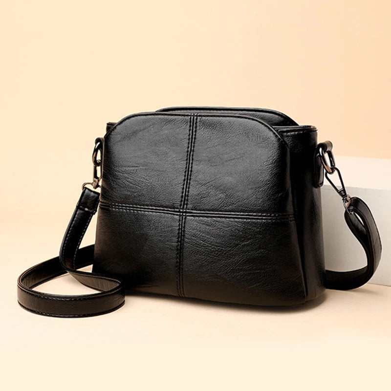Square leather shoulder purse
