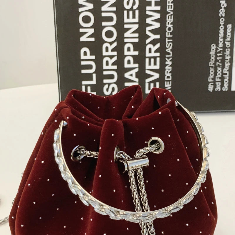 Corduroy handbag with chain strap