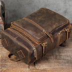 Leather travel rucksack for men