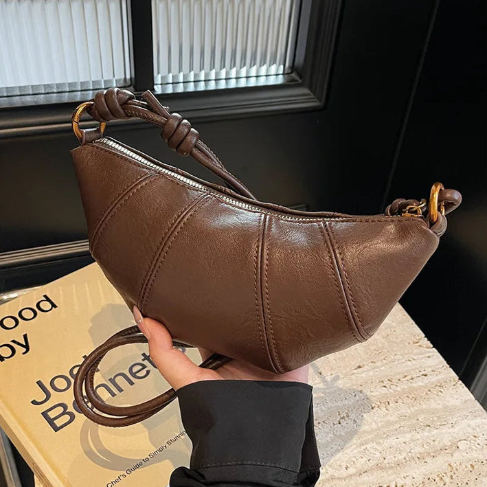 Crescent leather hobo bag