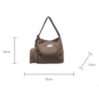 Women’s small corduroy tote bag with matching pouch