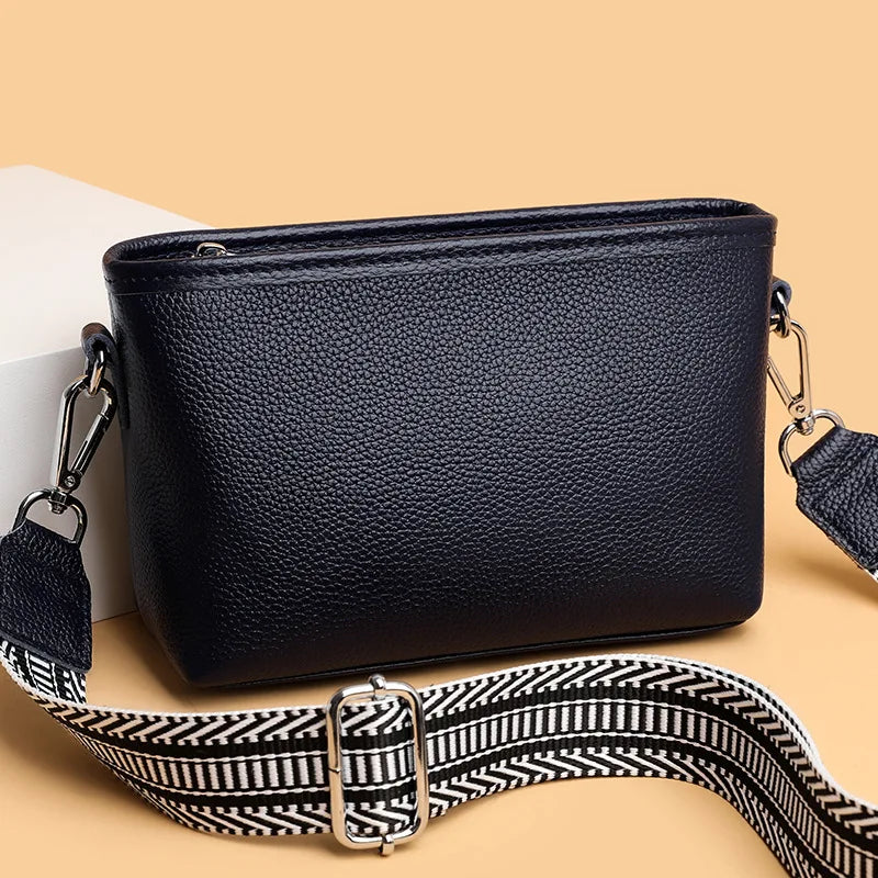 Sleek leather shoulder handbag