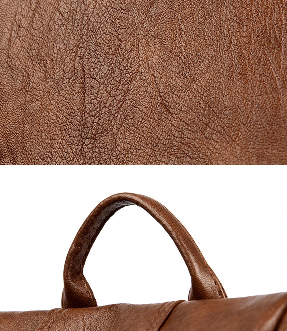 Soft leather travel backpack