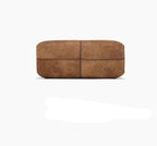 Suede handbag with rounded handles and zip closure