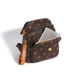 Designer-style leather knapsack