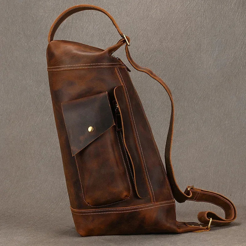 Full leather rucksack backpack