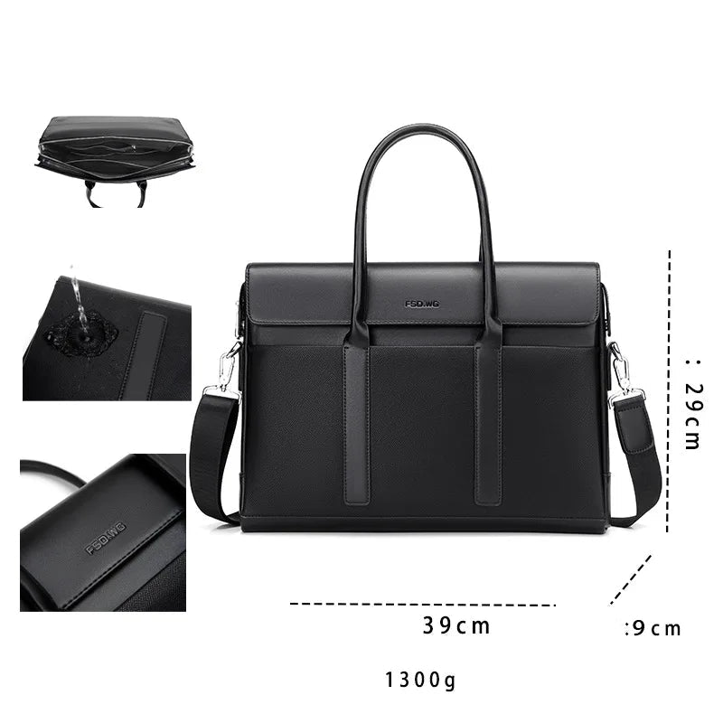 Minimalist leather briefcase for work