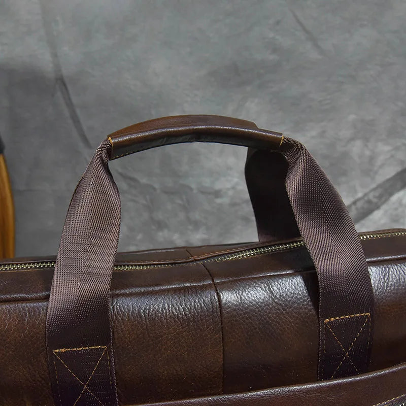 Structured leather laptop case