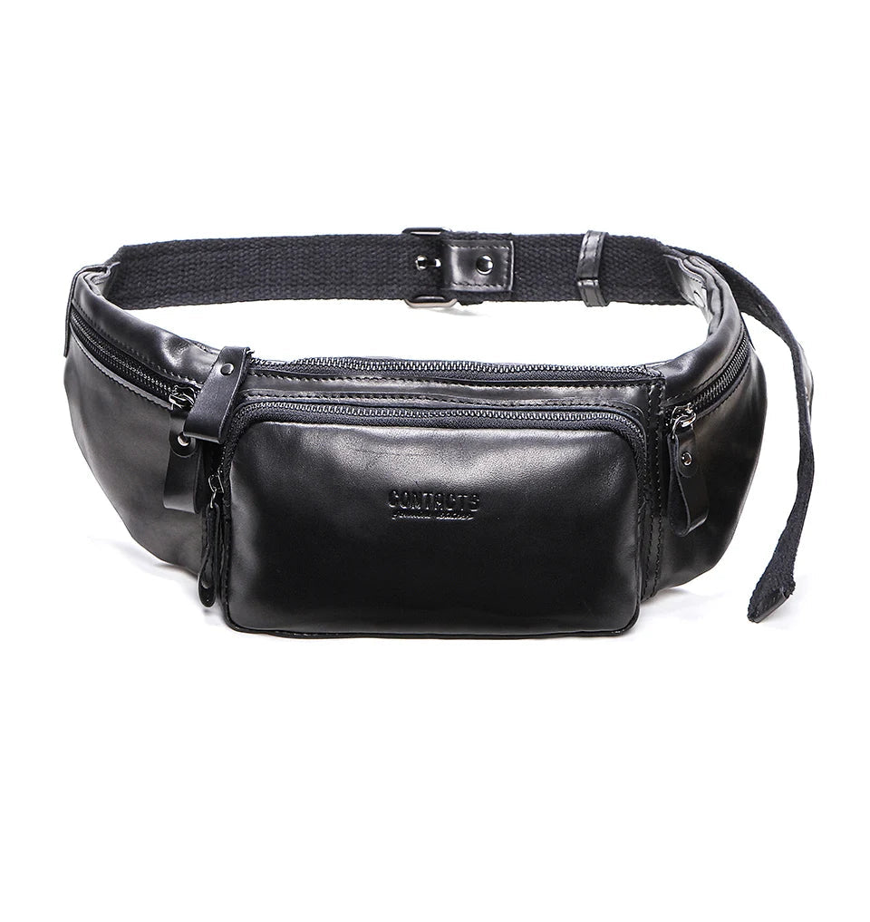 Leather belt bag for men