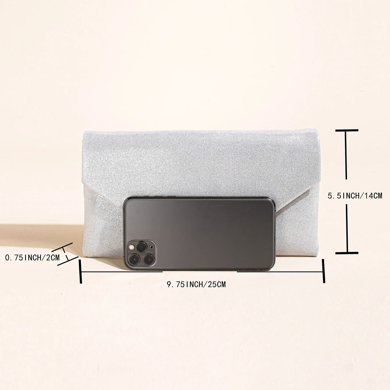 Corduroy envelope clutch bag with magnetic closure