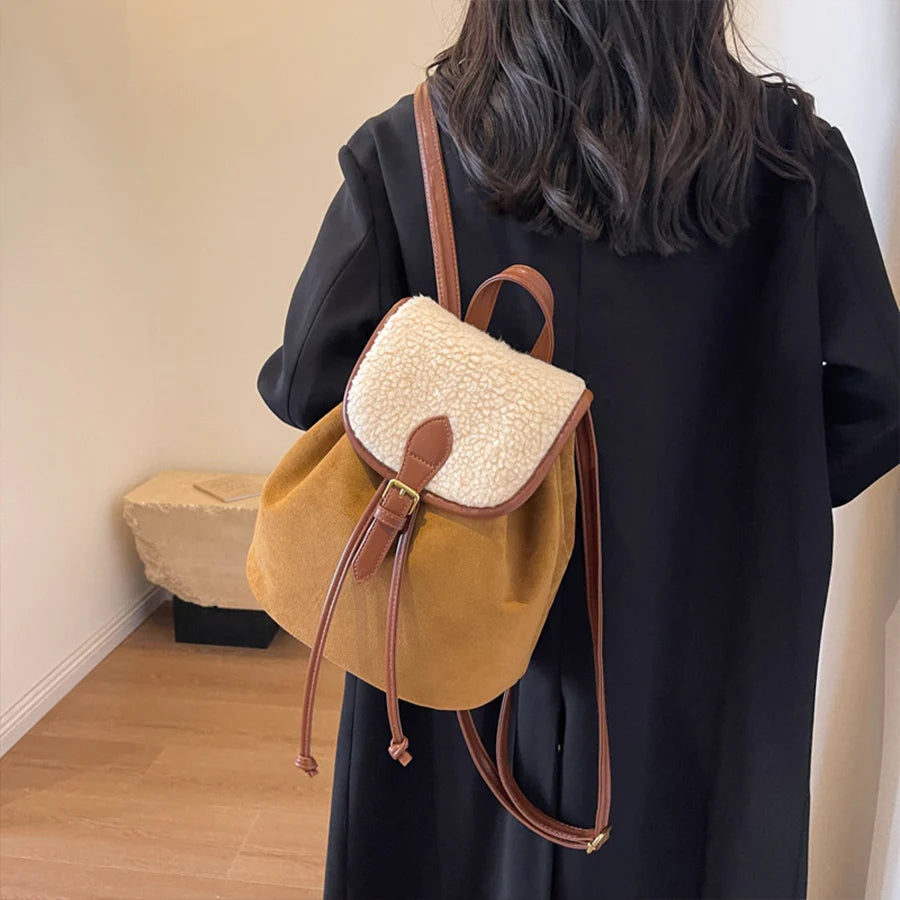 Classic suede backpack for women