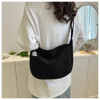 Corduroy handbag with adjustable shoulder strap