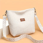Large capacity corduroy shoulder handbag