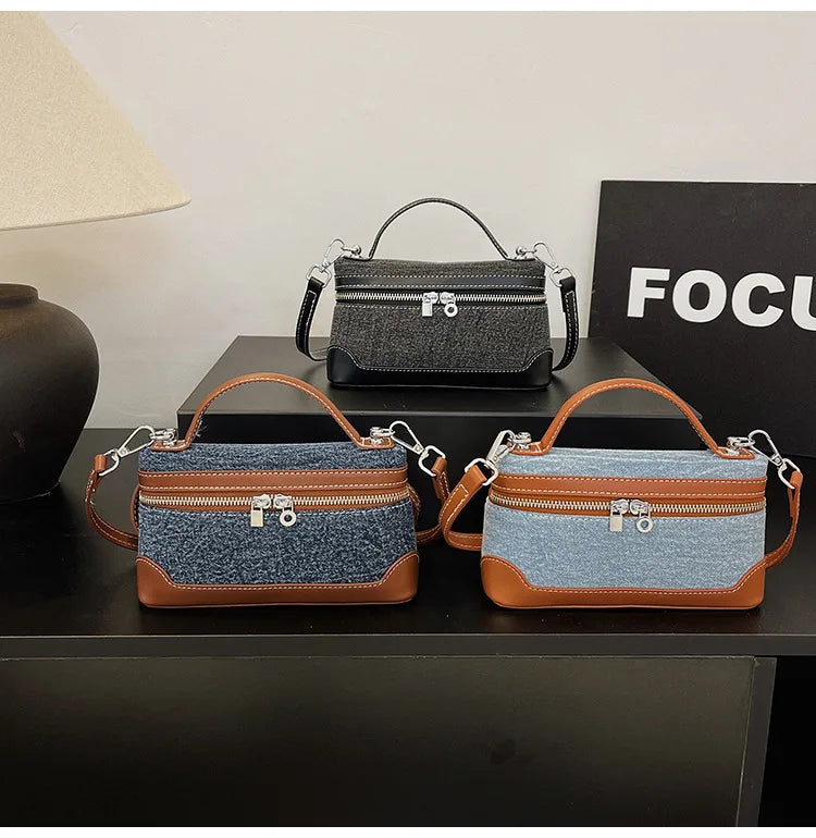 Crossbody denim purse with adjustable strap