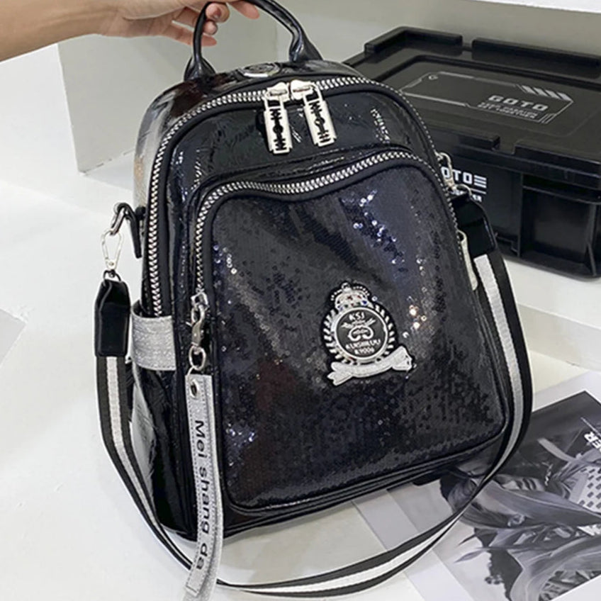 Women’s black leather backpack